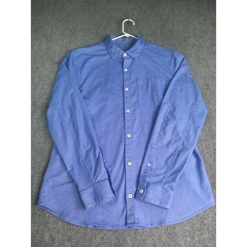 Lululemon Men's Long Sleeve Button Down Shirt Blue Chest Pocket Large